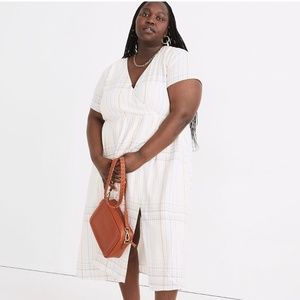 Madewell Plus Linen - Blend Clara Midi Dress in Plaid